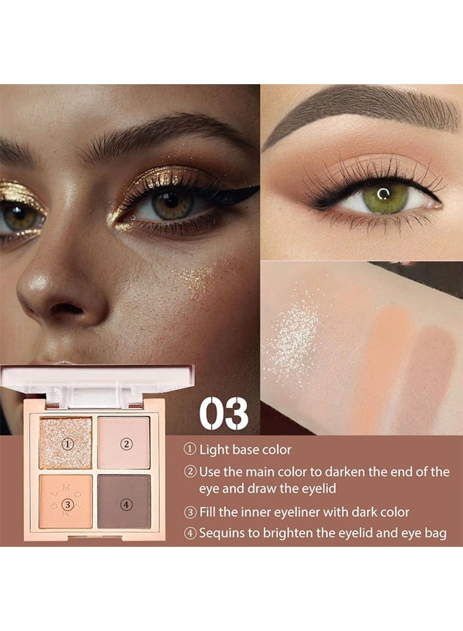 MGL 4Colors Eyeshadow Makeup Palette,Nude Champagne Natural Neutral Powde Eye Shadow Palette for Older Women,Long Lasting Naturing-Looking,Lightweight,Waterproof,Eye Makeup Kit Travel Size，#03 - Image 2